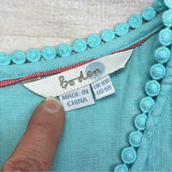 Boden Aqua Blue Linen Sun Dress - Picture 4 of 7